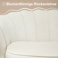 Vintage 2-seater sofa, couch, upholstered furniture, velvet look, up to 150 kg, cream/gold (4)