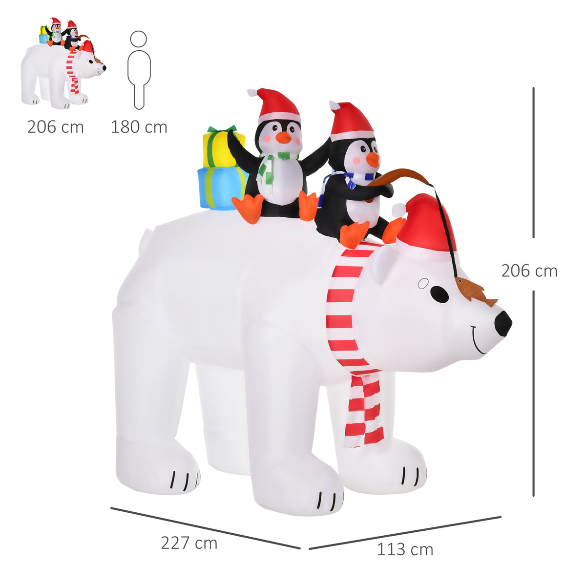 Inflatable Christmas decoration, inflatable Christmas figures, self-inflating incl. blower, 2 m, multicolor (2)