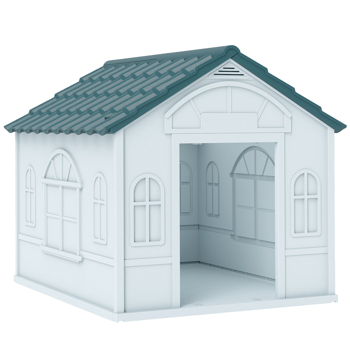 Dog house with gable roof, weatherproof, plastic, 65 x 75.7 x 63 cm, blue
