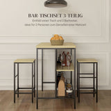 Bar set, 2 bar stools & 1 bar table, stain-resistant, stable, steel frame, black/oak (4)