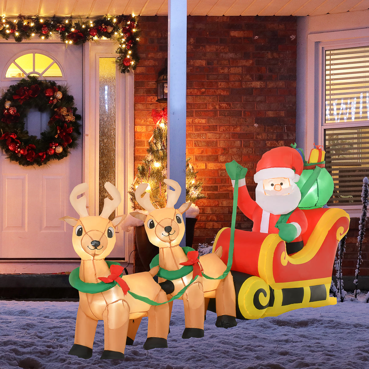 Inflatable Santa Claus with sleigh, 6 LED lights, waterproof, 240 x 57 x 112 cm (2)