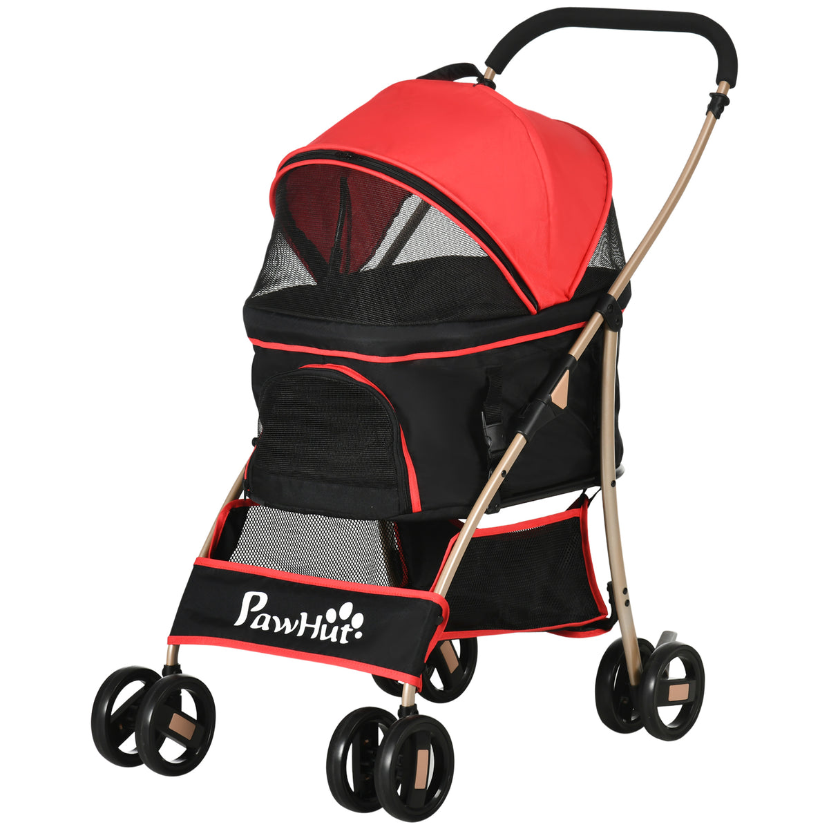 2-in-1 Dog Stroller Carrier Car Seat up to 10kg foldable storage basket 82 cm x 49.5 cm x 98 cm Red