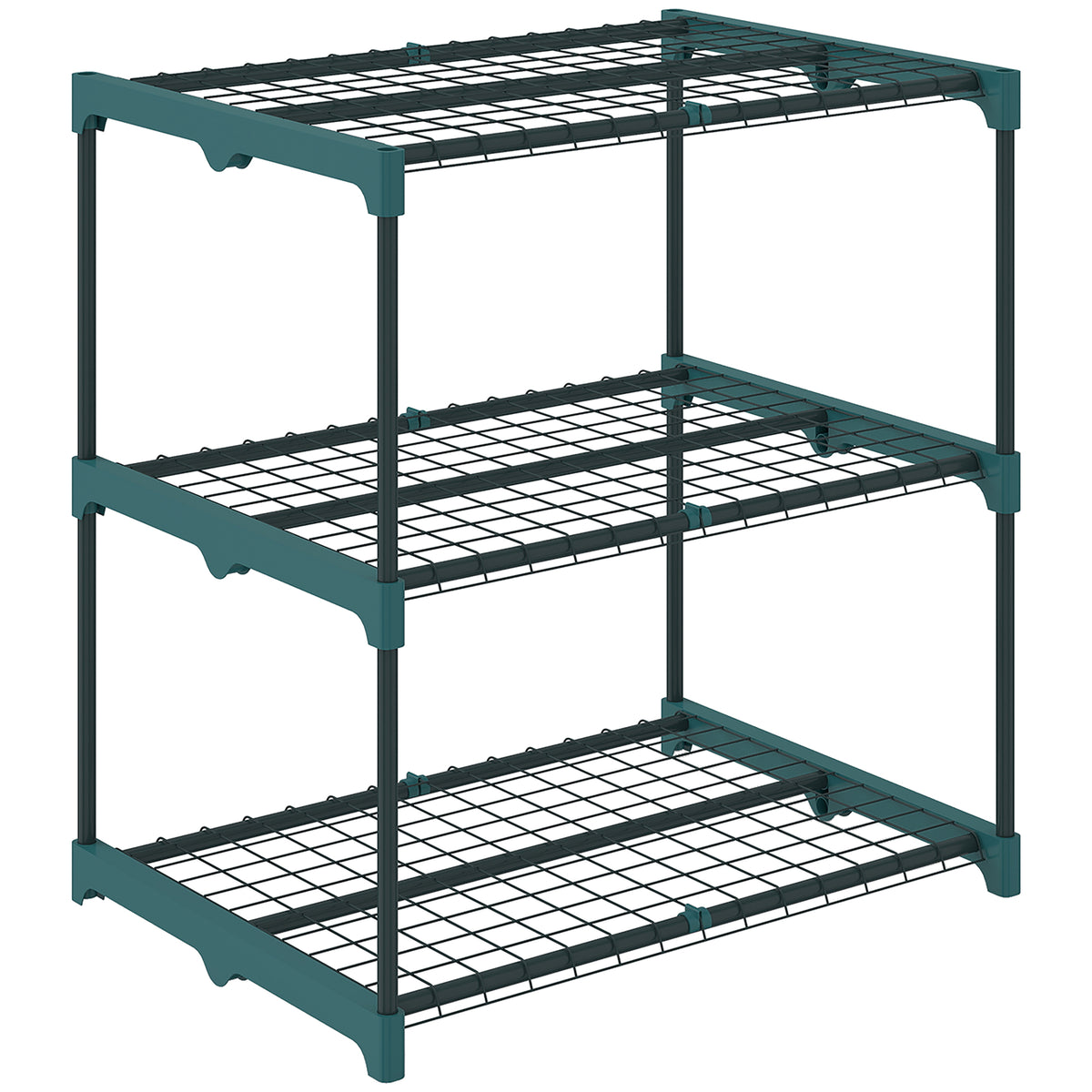 3-tier plant stand, 72 cm high flower stand for indoor and outdoor use, steel plant shelf dark green