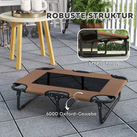 Foldable elevated dog bed pet bed, outdoor dog cot with mesh design coffee Oxford 75 x 51 x 18 cm (5)