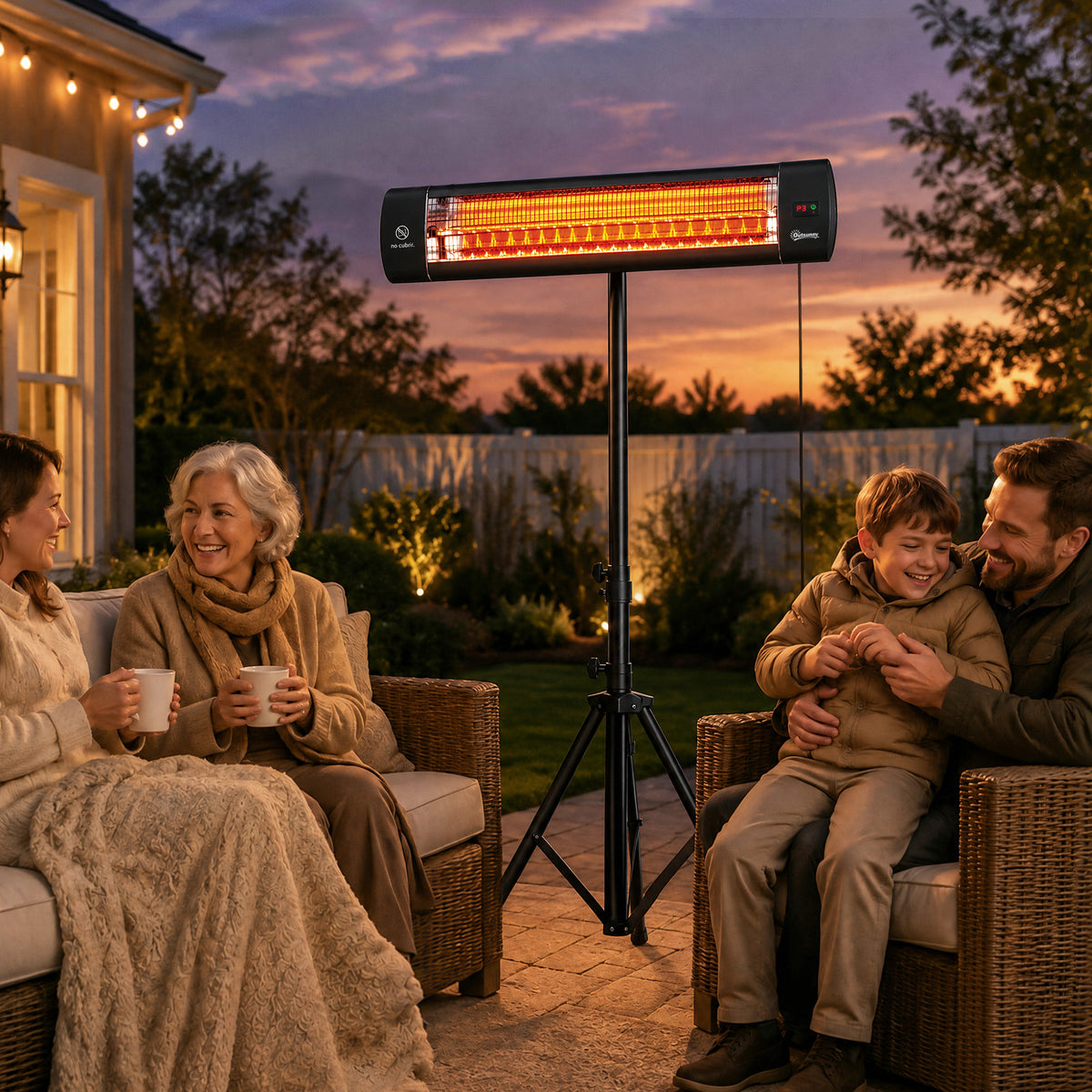 2500W infrared heater patio heater with touch & remote control 3 heat settings height-adjustable stand (2)