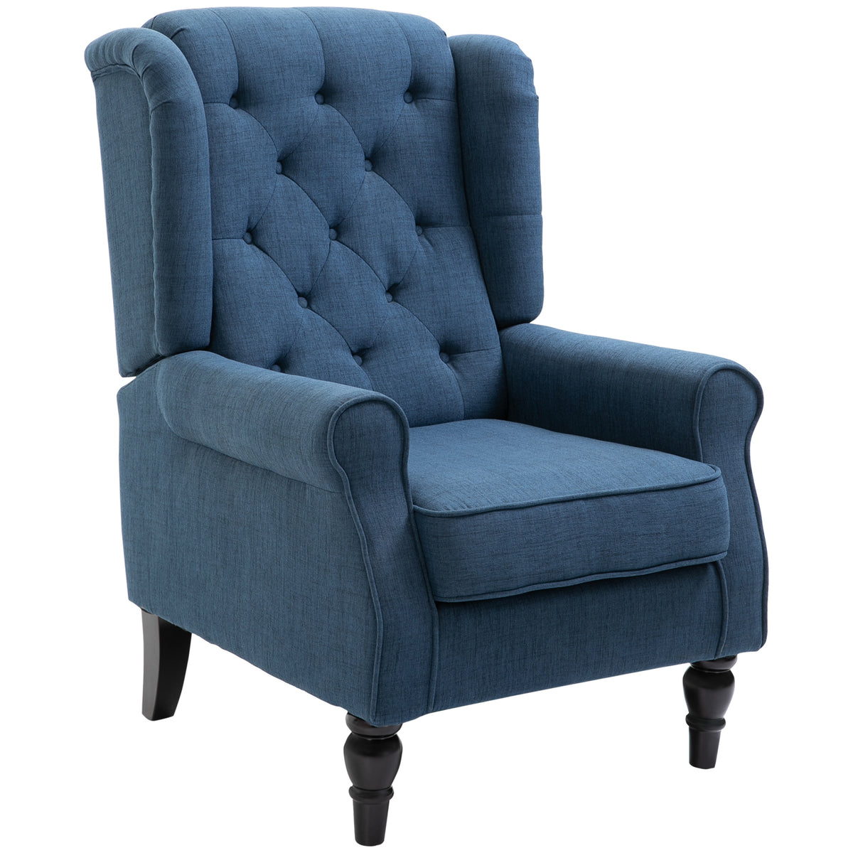 Elegant wing chair, thickly upholstered, removable cover, 74 x 86 x 102 cm, blue