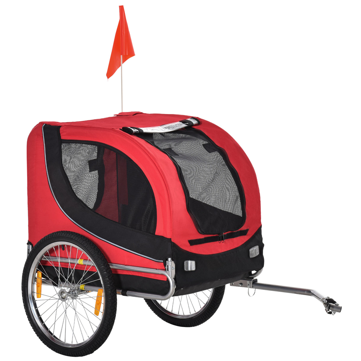 Bicycle trailer dog trailer up to 20 kg with universal hitch steel red+black