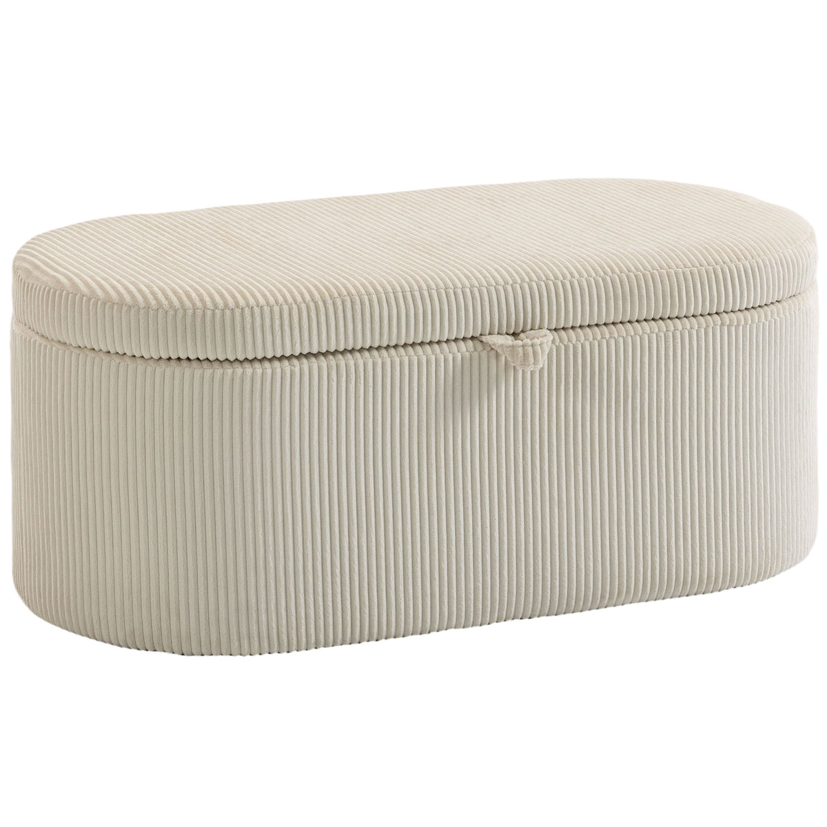 Storage Ottoman, Corduroy Upholstery with Padded Seat, Bed Bench, 105 x 51 x 49 cm, Beige