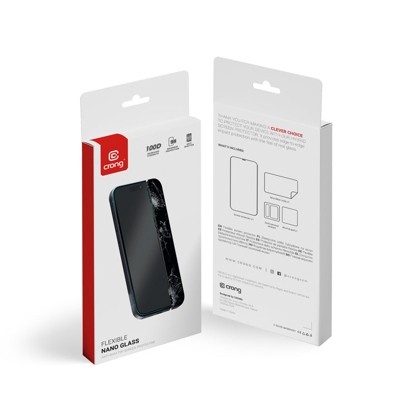 Crong Nano Glass - shatterproof hybrid glass for iPhone 17e / 16e / 14 / 13 / 13 Pro (2)