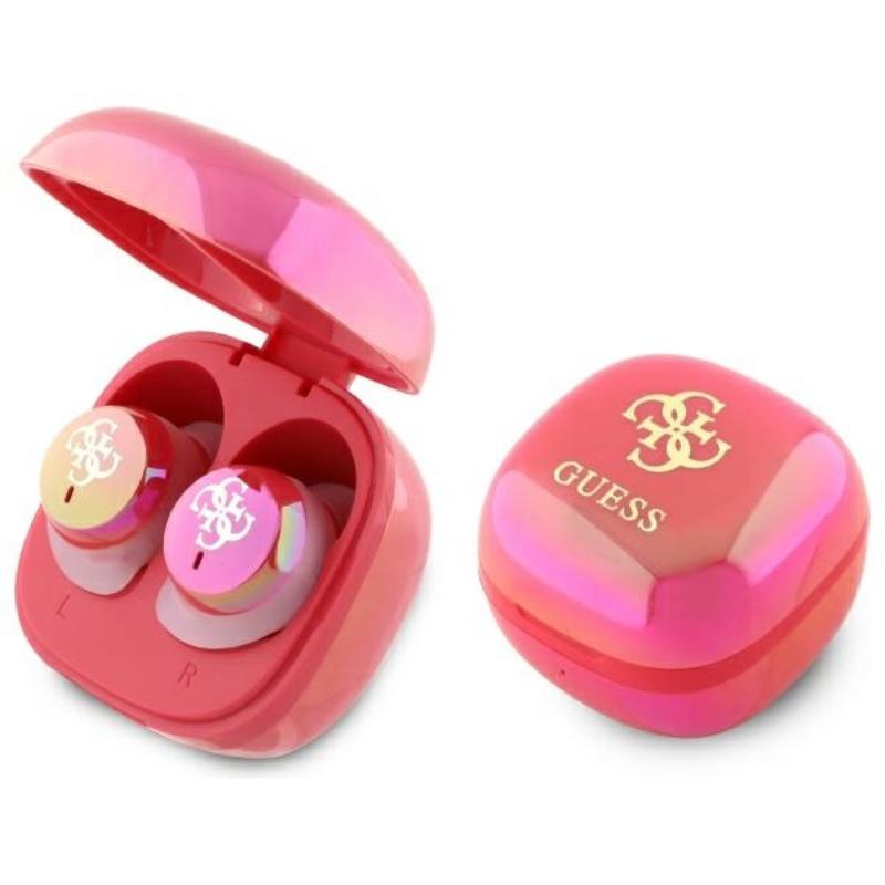 Guess 4G Printed Logo - Bluetooth TWS Earbuds + Charging Case (Fuchsia)