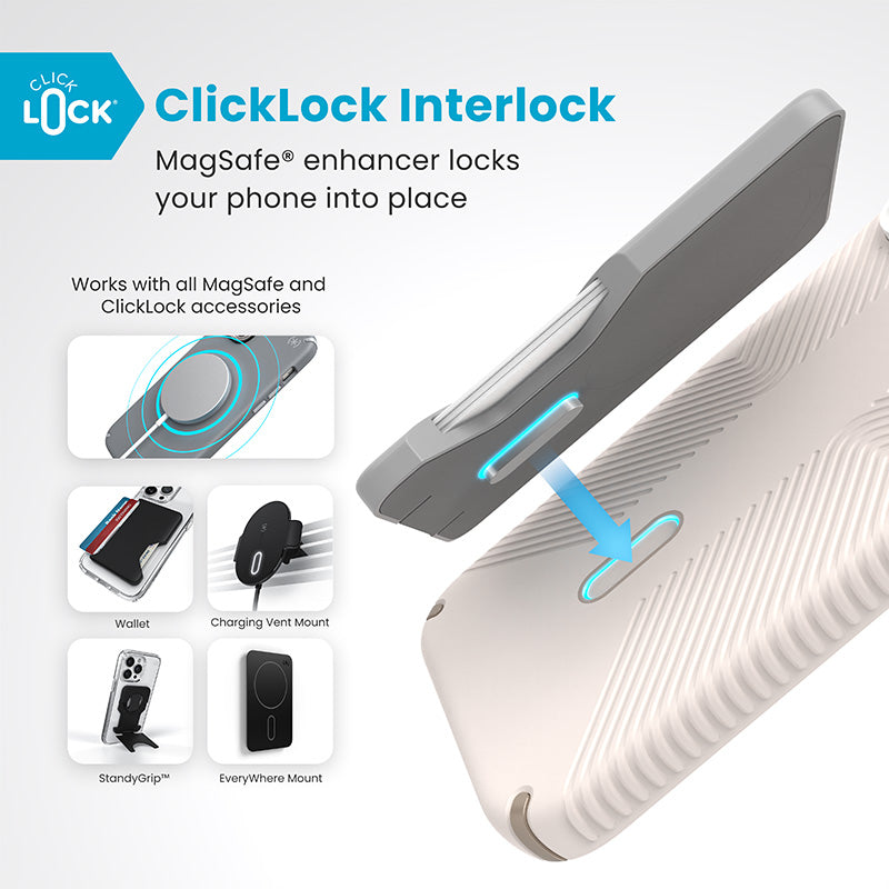 Speck Presidio2 Grip ClickLock & MagSafe Case for iPhone 16 Pro Max (Bleached Bone / Heirloom Gold / Hazel (2)