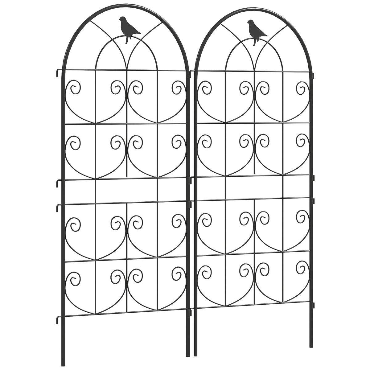 Metal Trellis 2-Piece Set, Rust-Proof Plug-In Plant Support with Bird Design for Climbing Plants, 50x120 cm
