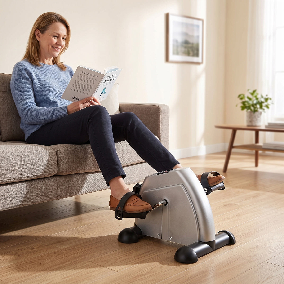Mini exercise bike, arm and leg exerciser, pedal trainer for seniors with LCD display, adjustable resistance (2)