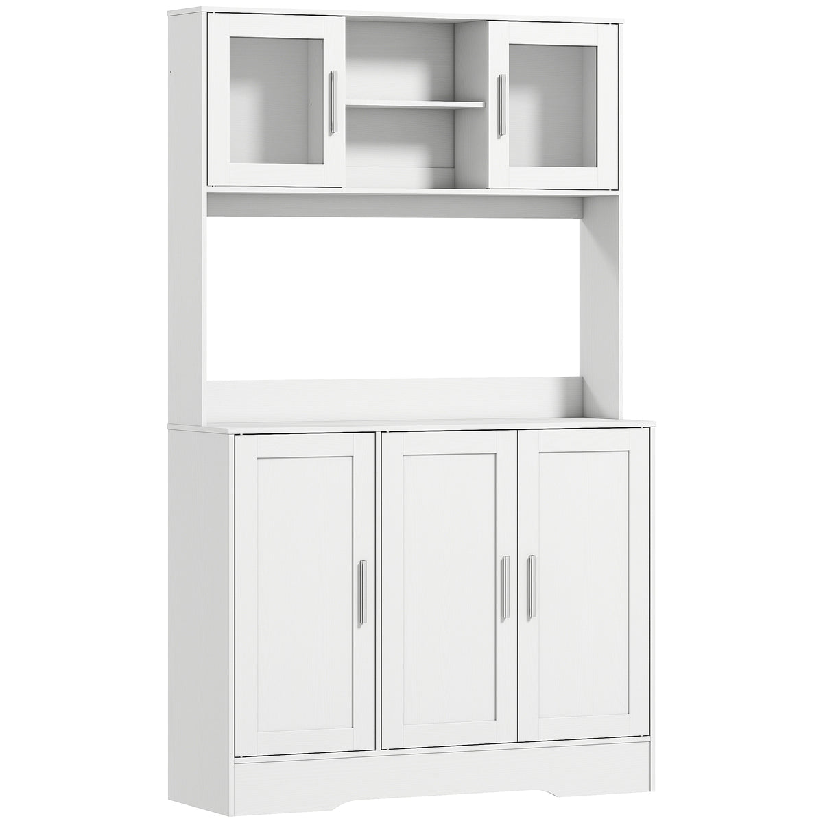 Kitchen cabinet, Scandinavian design, 4 cupboards, adjustable shelves, glass doors, open space, chipboard, MDF
