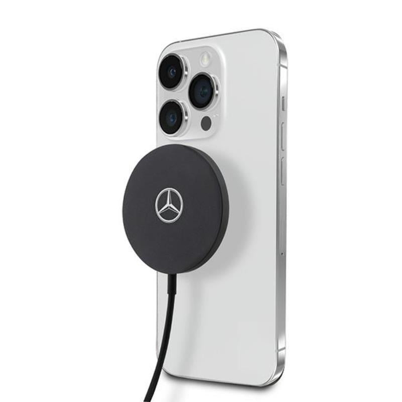Large silver Mercedes logo - MagSafe 15W induction charger (black)