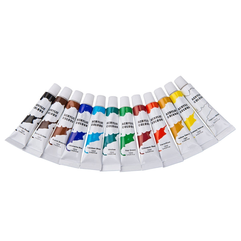 Acrylic paints in 12 ml tubes, 12 colors (2)