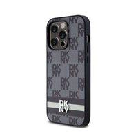 DKNY Leather Checkered Mono Pattern & Printed Stripes - case for iPhone 14 Pro (black) (2)