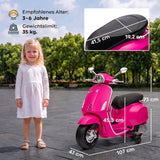 Electric children's motorcycle, Vespa, 3 km/h, 3-6 years, music, light & radio, pink (3)
