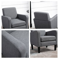 Single armchair, recliner, upholstered armchair with wooden legs, linen-look fabric, 66 x 72 x 74 cm, light grey (8)