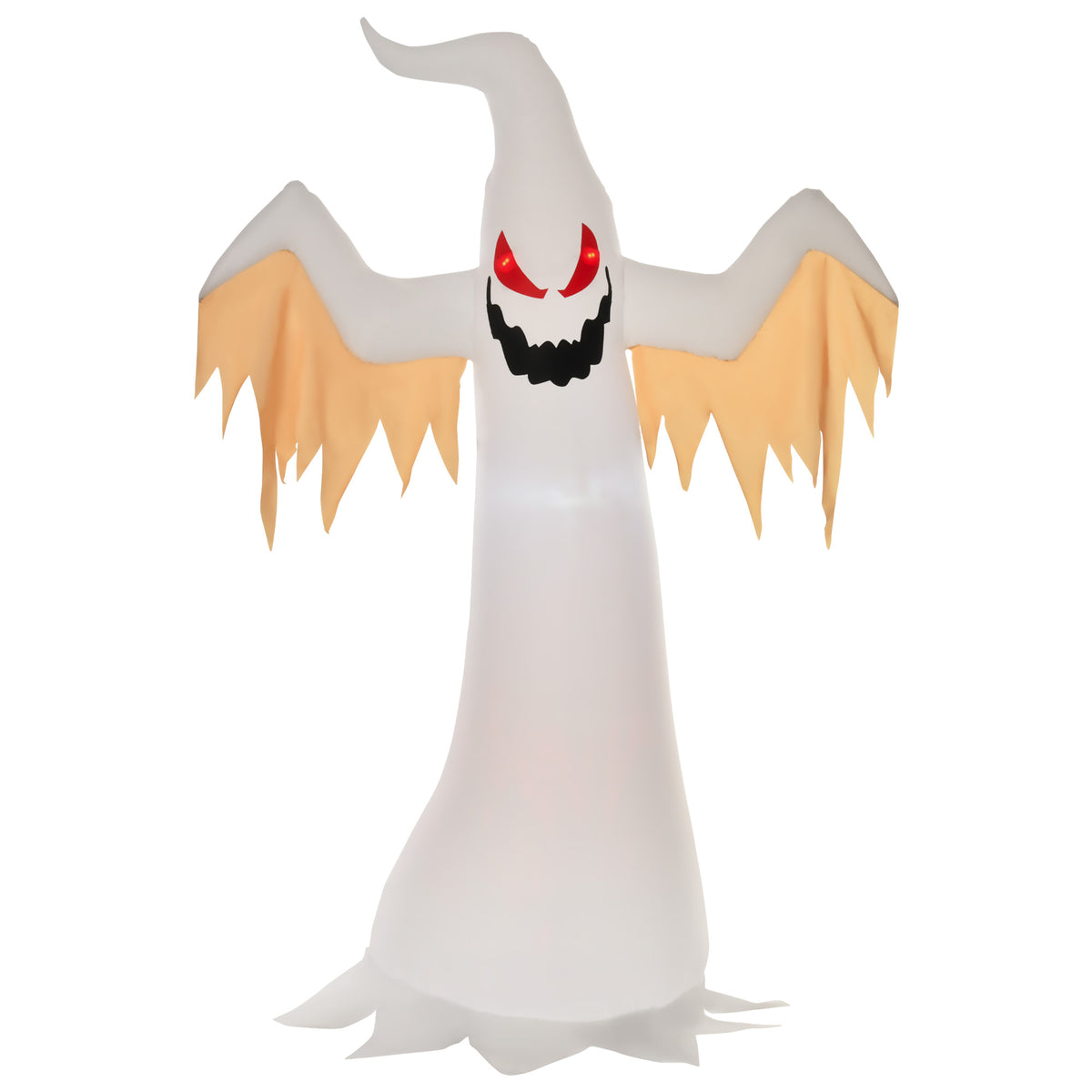 Halloween Inflatable Ghost 2.4m Decoration with LEDs IP44 Self-Inflating Polyester White + Red 150 x 80 x 240 cm