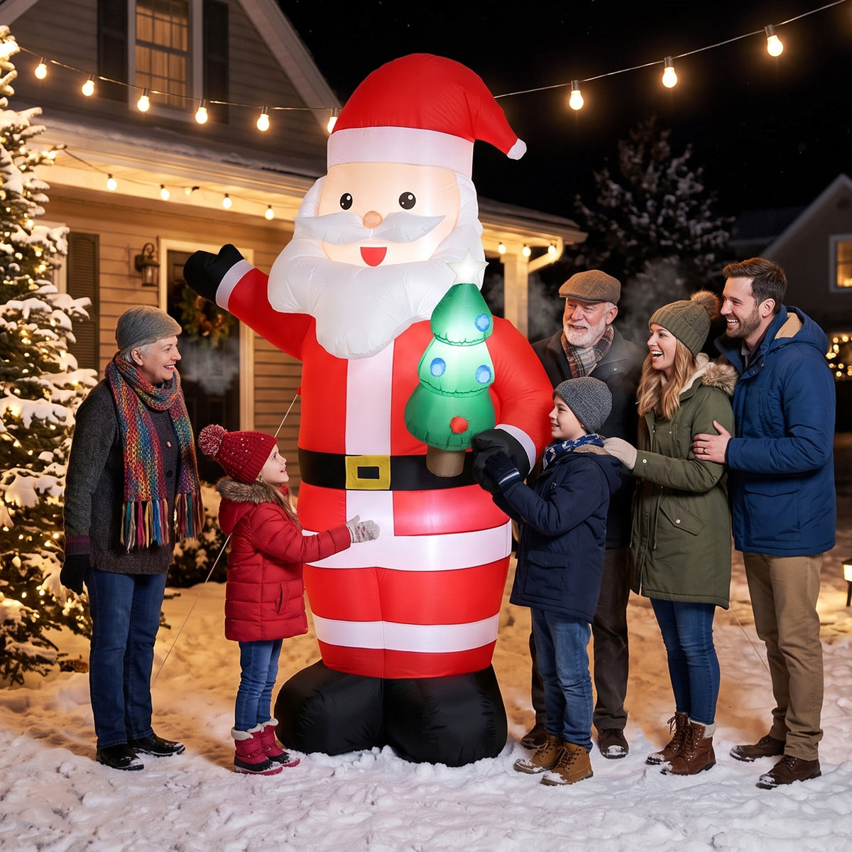 Inflatable Santa Claus, 243 cm, with bright LED light, Christmas decoration for indoor and outdoor use, red (2)