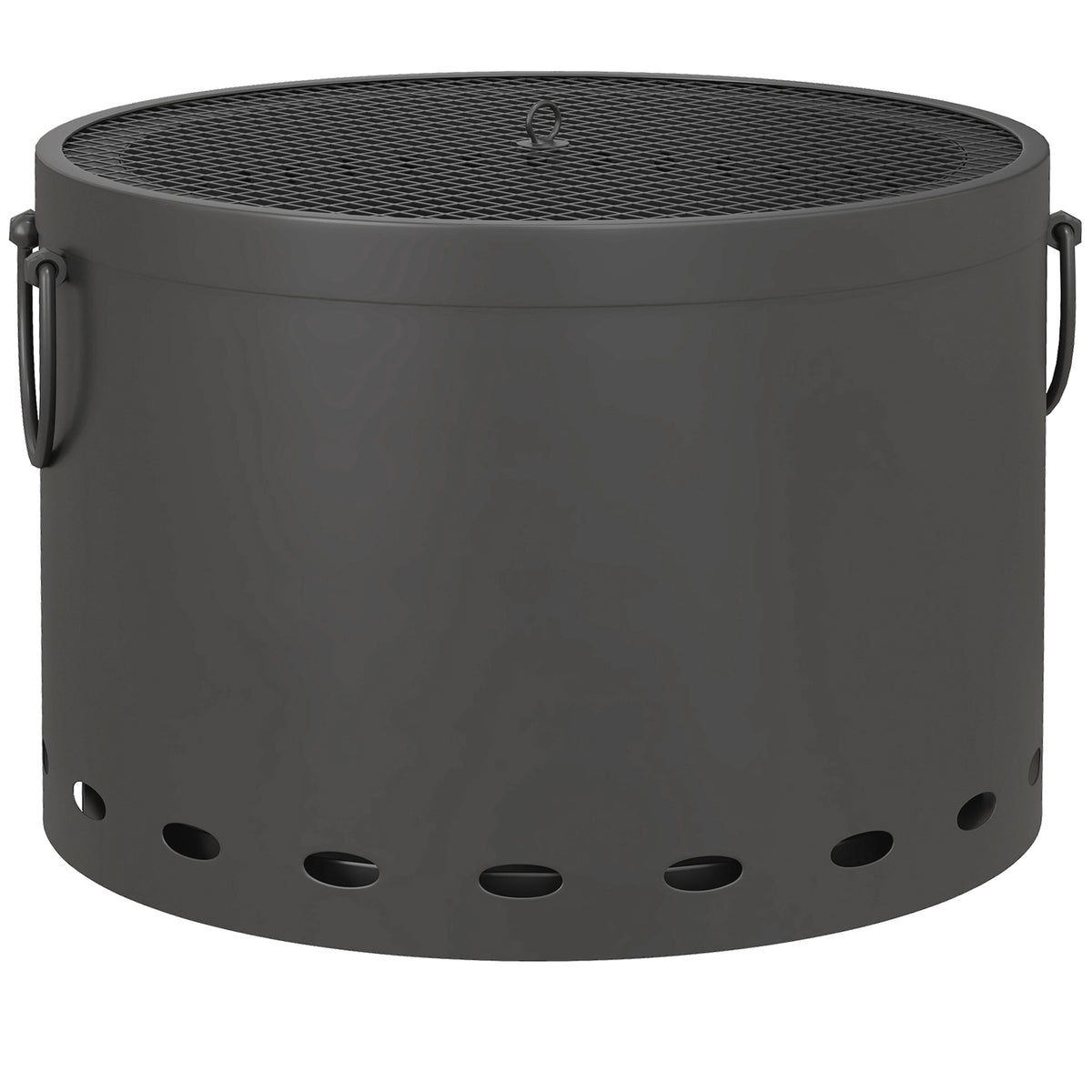 Fire pit, smokeless, with spark guard, poker, metal, Ø38x27 cm, dark gray