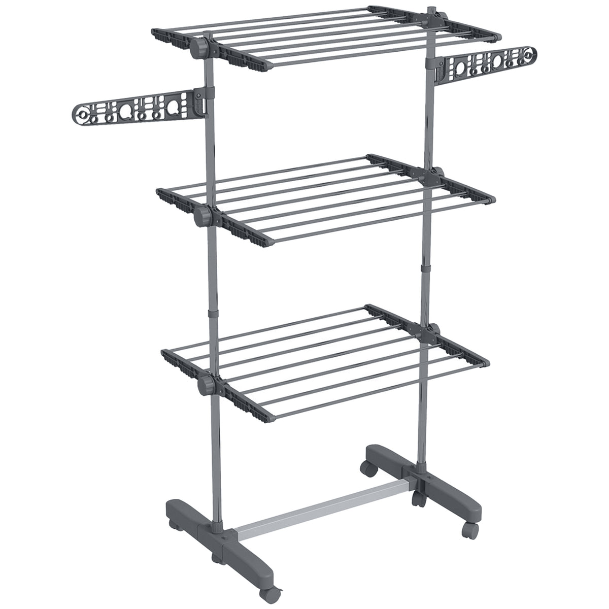 Laundry rack clothes dryer. 4 levels, foldable, one-click system, 142 cm x 55 cm x 152 cm blue + silver
