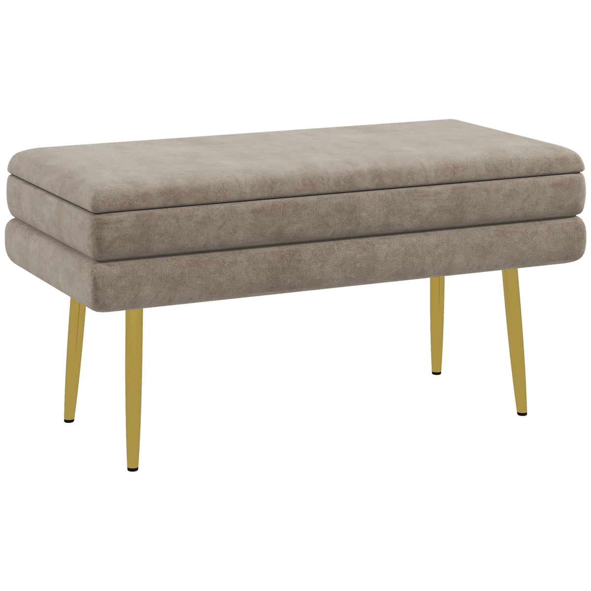 Upholstered bench, with storage, steel, 79.5 cm x 37.5 cm x 43 cm, beige