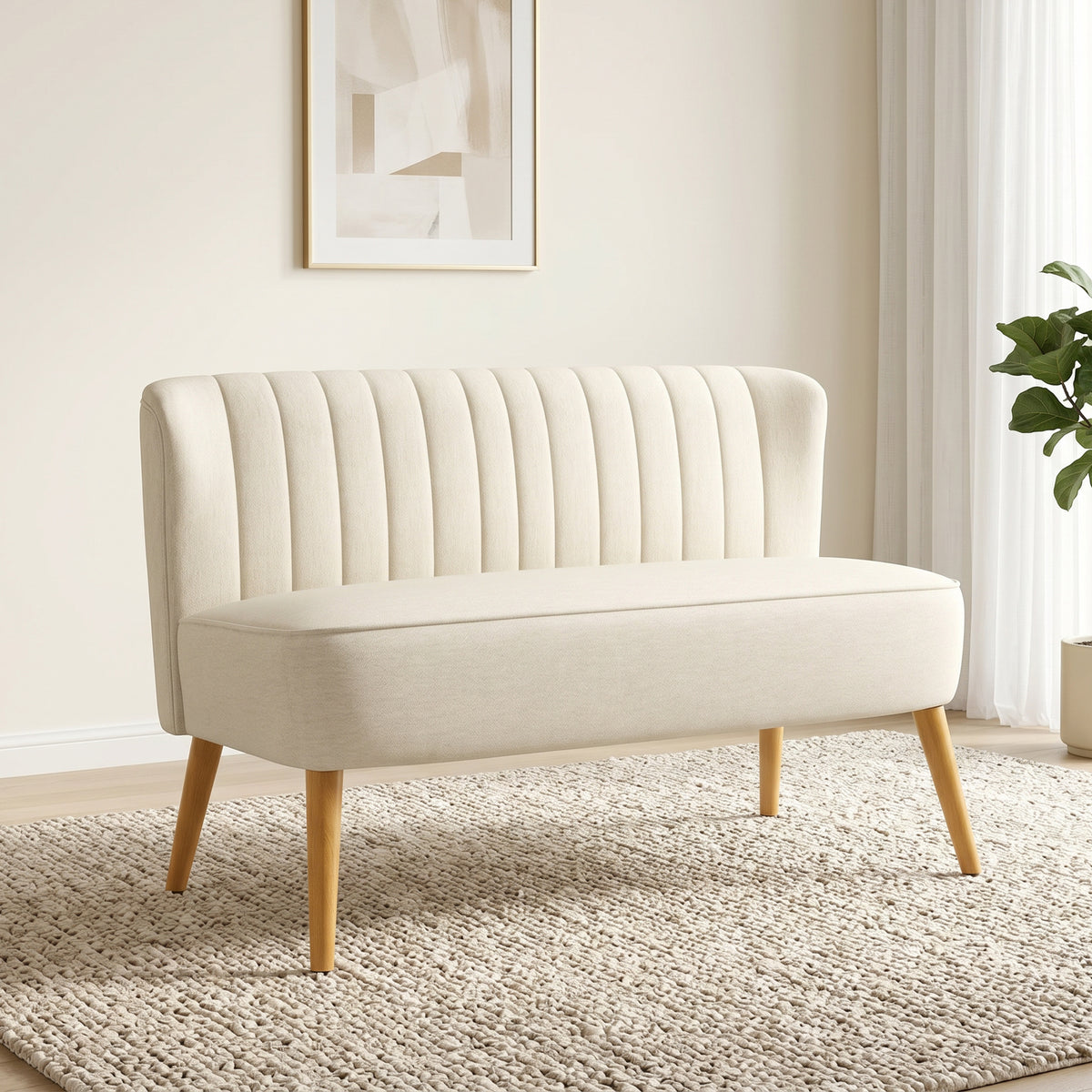 2-seater sofa, soft upholstery, easy-care cover, up to 220 kg, 117 x 56.5 x 77 cm, cream white (2)