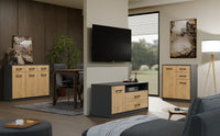 TV-Schrank SIMPLO 1D2S 2 Schubladen 1 Tür ANTHRAZIT EICHE ARTISAN – Produktabbildung 2