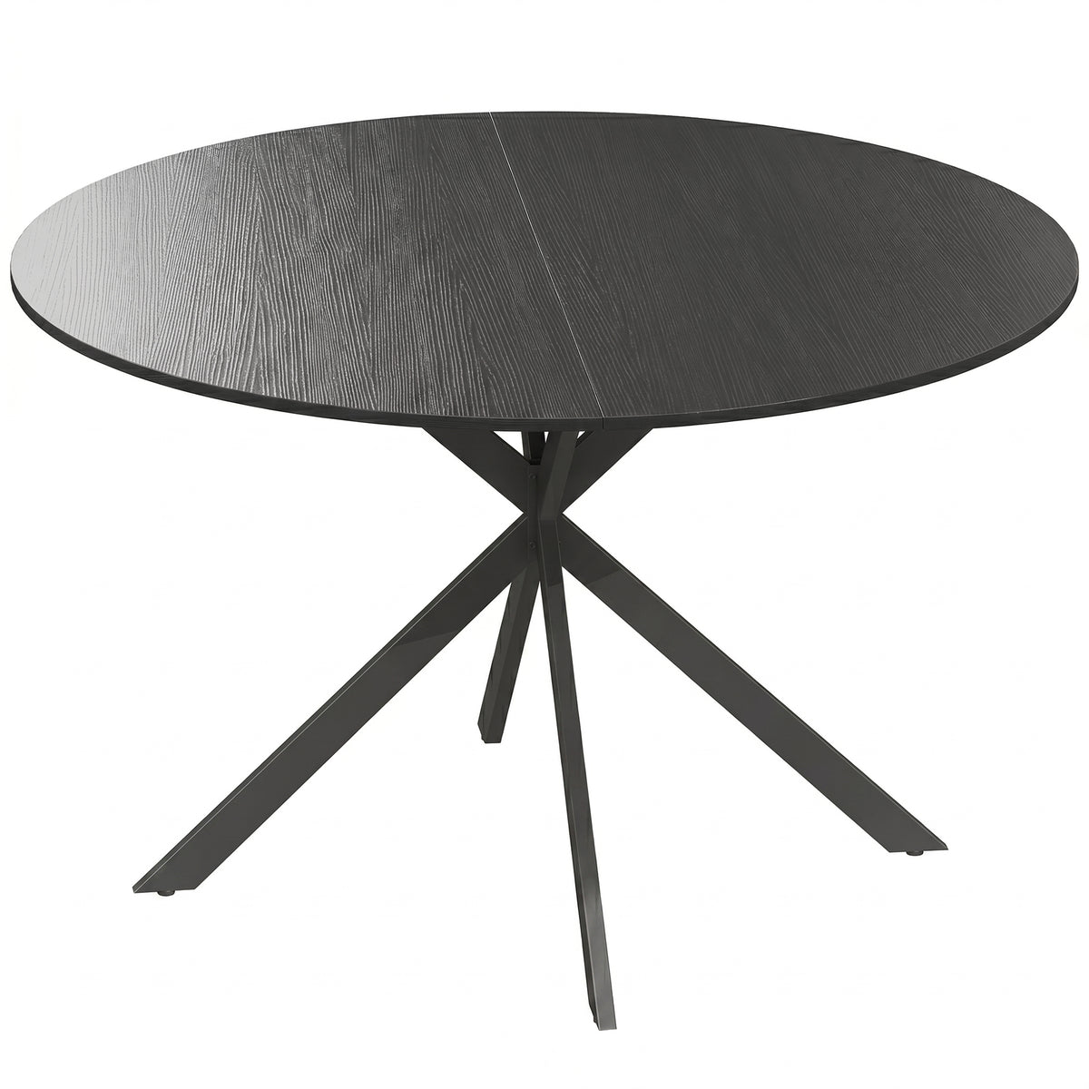 Round dining table for 4 people, industrial-style kitchen table with steel legs, for dining room, kitchen, black