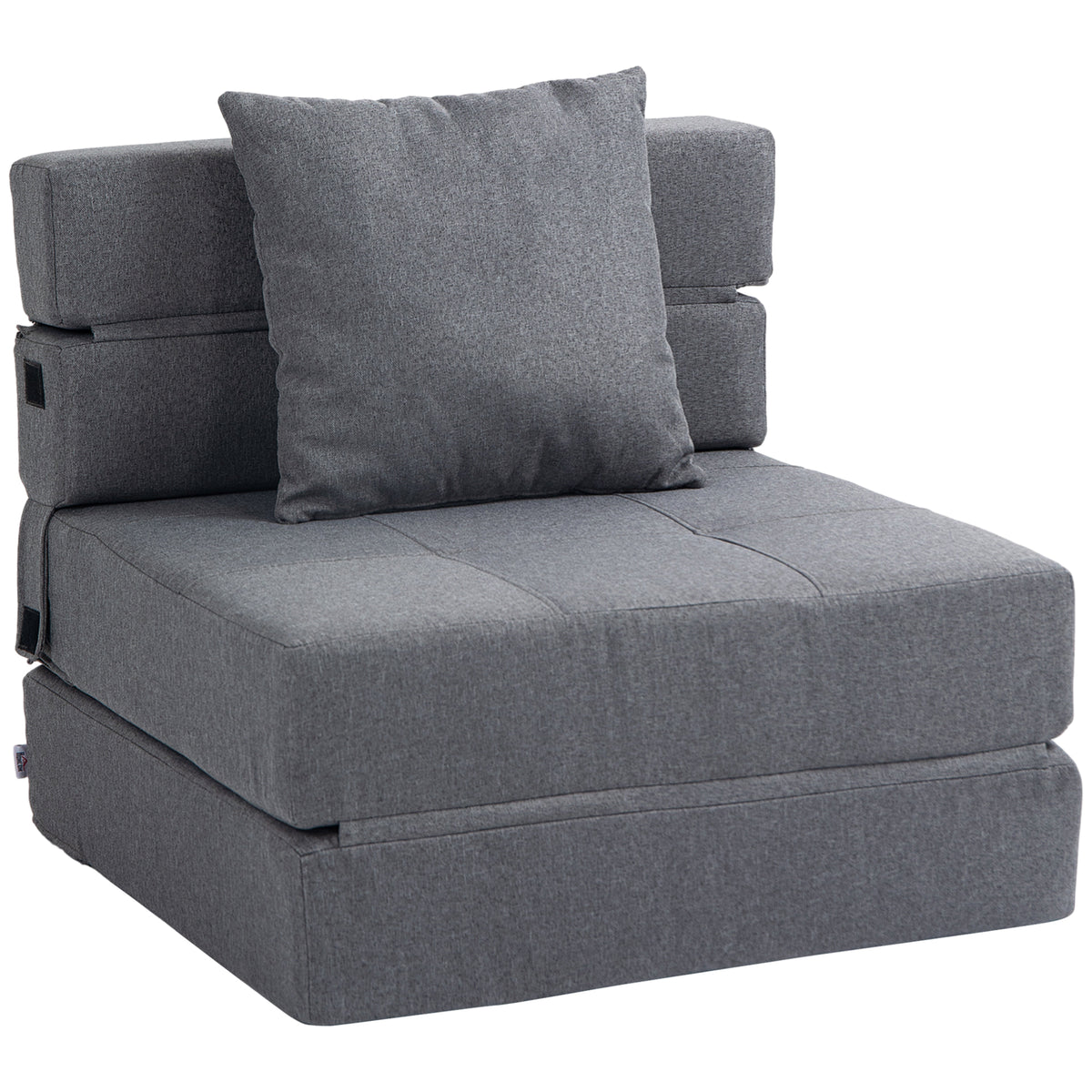 Convertible armchair, recliner, guest bed. Removable cover, 70 cm x 70 cm x 61 cm, dark gray