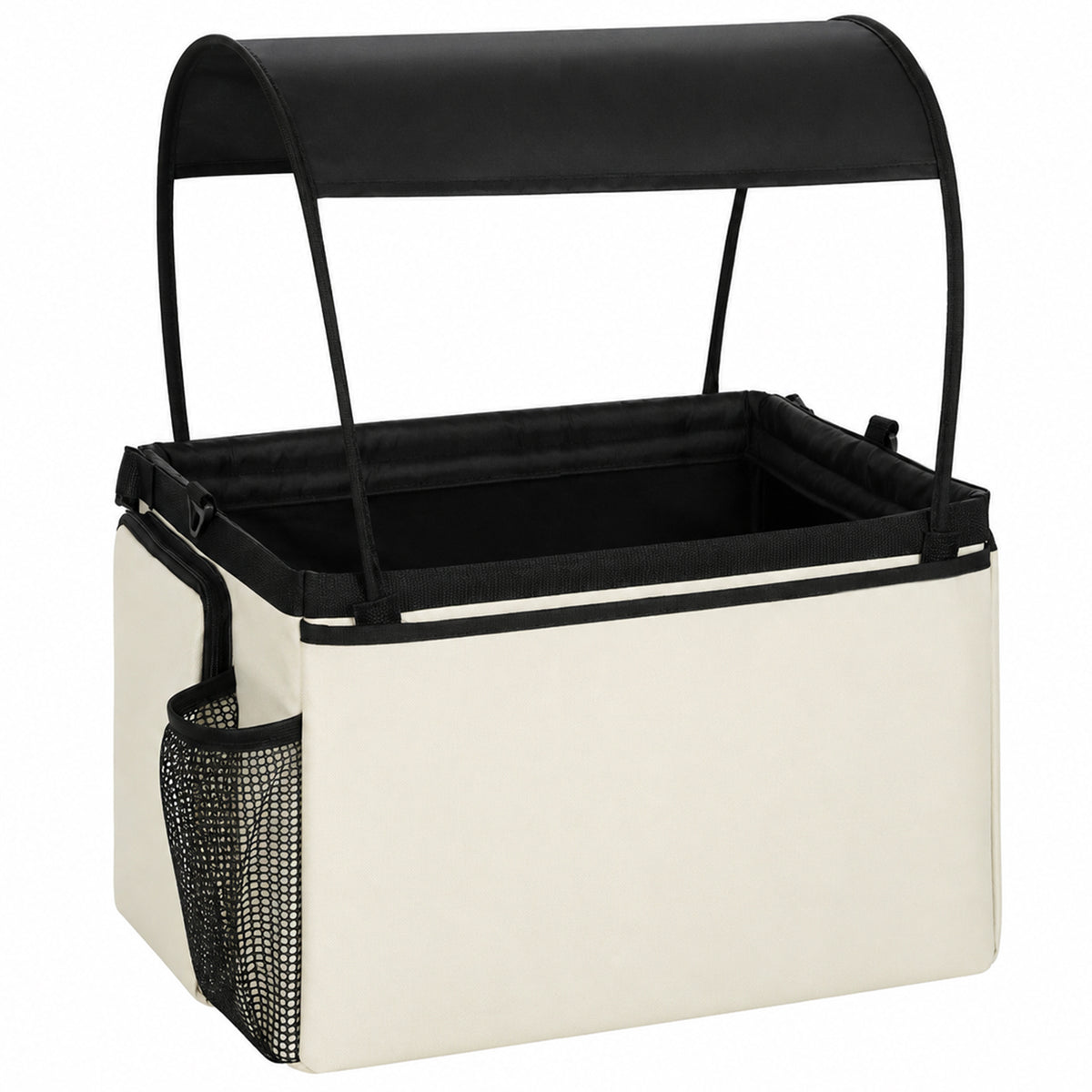 Dog Bicycle Basket Front 2-in-1 Portable Dog Bike Basket with Canopy Safety Leash Shoulder Strap Side Pockets