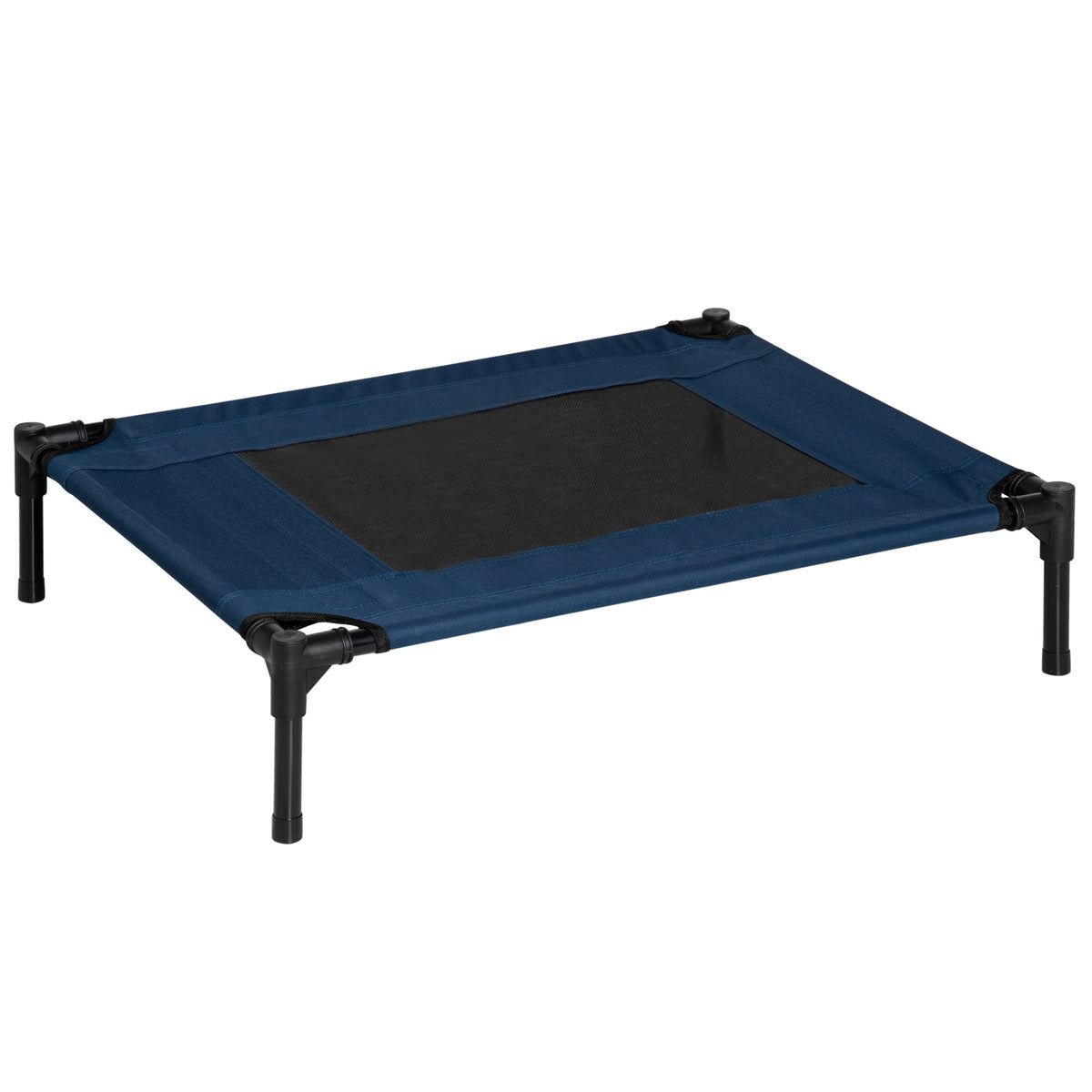 Elevated outdoor dog bed, cat bed, steel frame, 600D Oxford fabric, blue, 76 x 61 x 18 cm