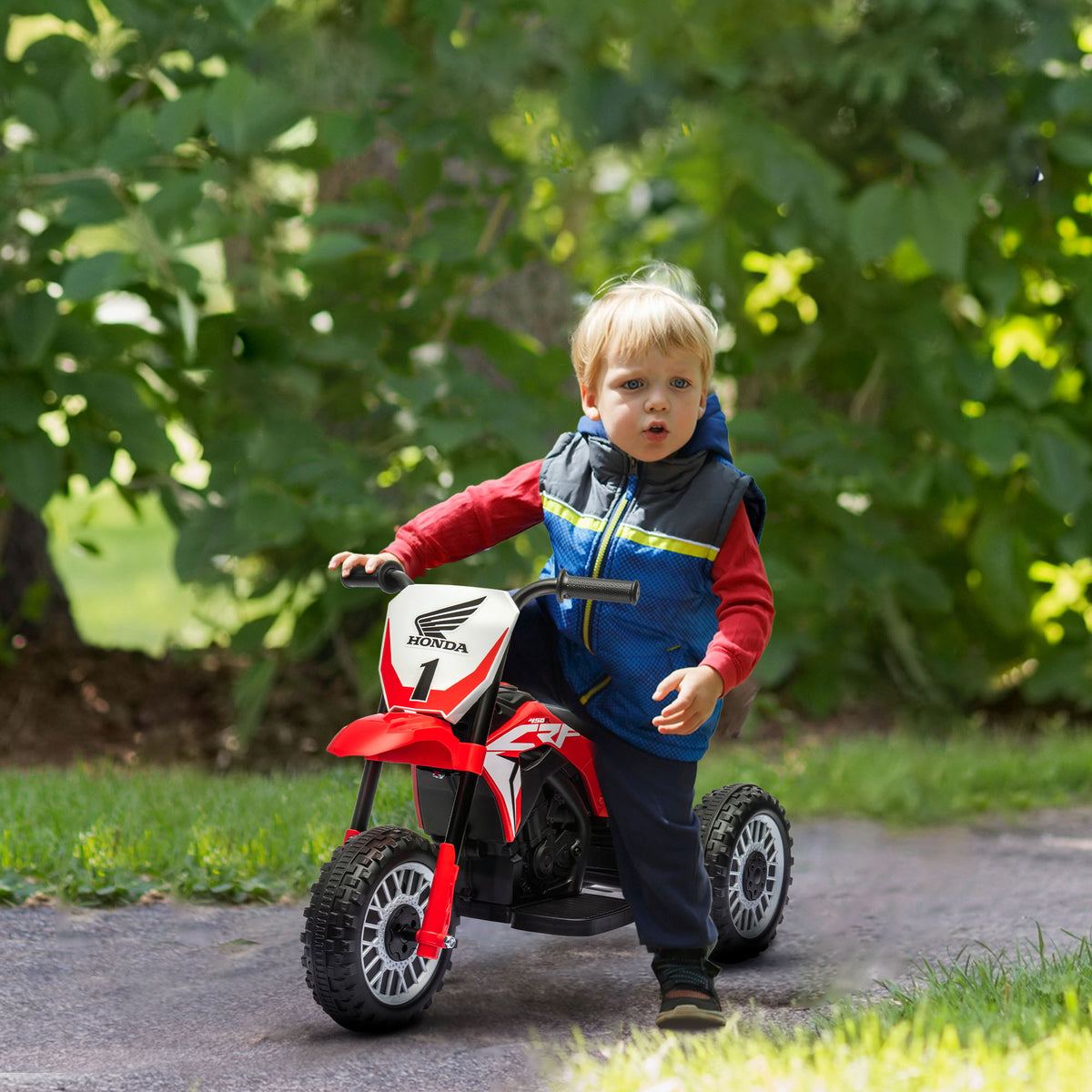 Electric Honda motorcycle for kids, 3 km/h, sound effects, for 18-36 months, red (2)