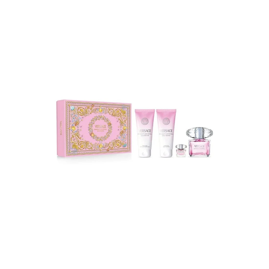 Versace Bright Crystal 90ml EDT, 100ml Body Lotion, 100ml Shower Gel, Miniature