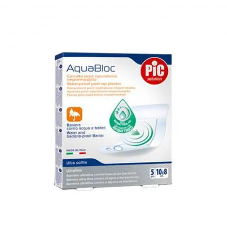 Aqua Bloc Waterproof Dressings with Antibacterial Pad 10 X 8 cm 5 Units Pic Solution