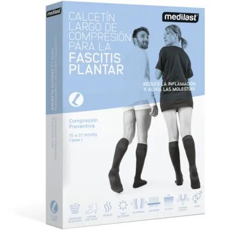 Medilast Plantar Fasciitis Compression Sock, Black, Medium