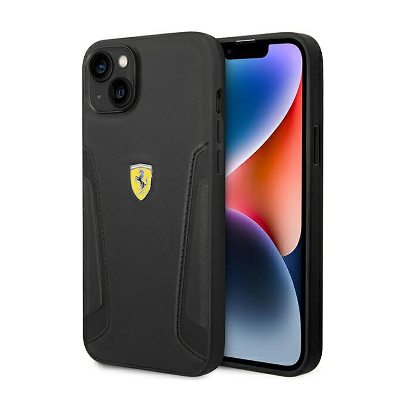 Ferrari Leather Stamp Sides - case for iPhone 14 Plus (black)