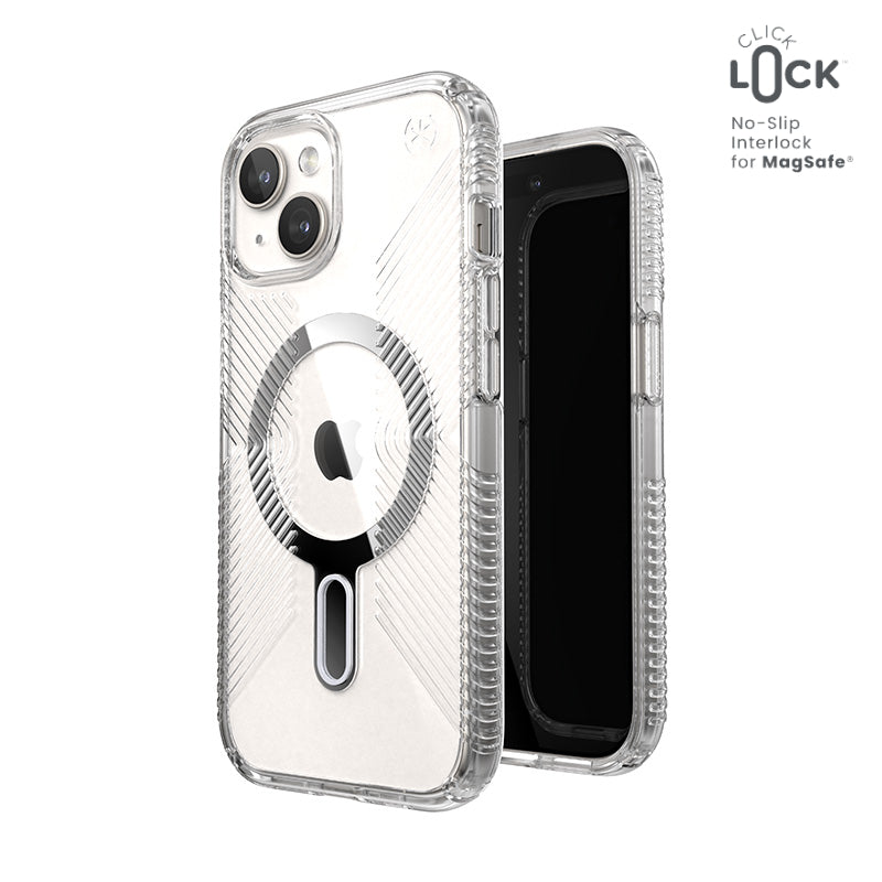 Speck Presidio Perfect-Clear Grip ClickLock & MagSafe - Case for iPhone 16e / iPhone 15 / iPhone 14 / iPhone 13