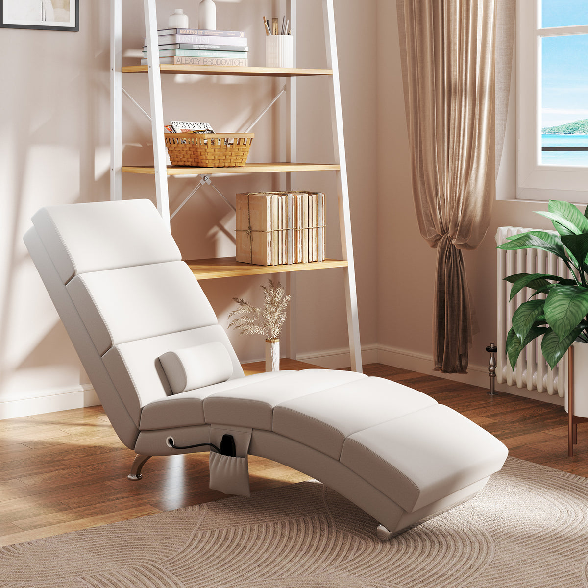Electric Recliner Massage Chair with Reclining Function, Heating Function, Vibration, and Lumbar Cushion 56 x (2)