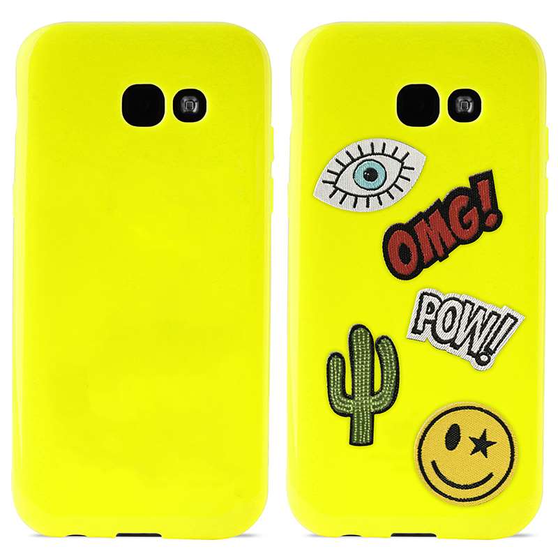 PURO Patch Mania - Case for Samsung Galaxy A3 (2017) including 5 stickers (yellow)