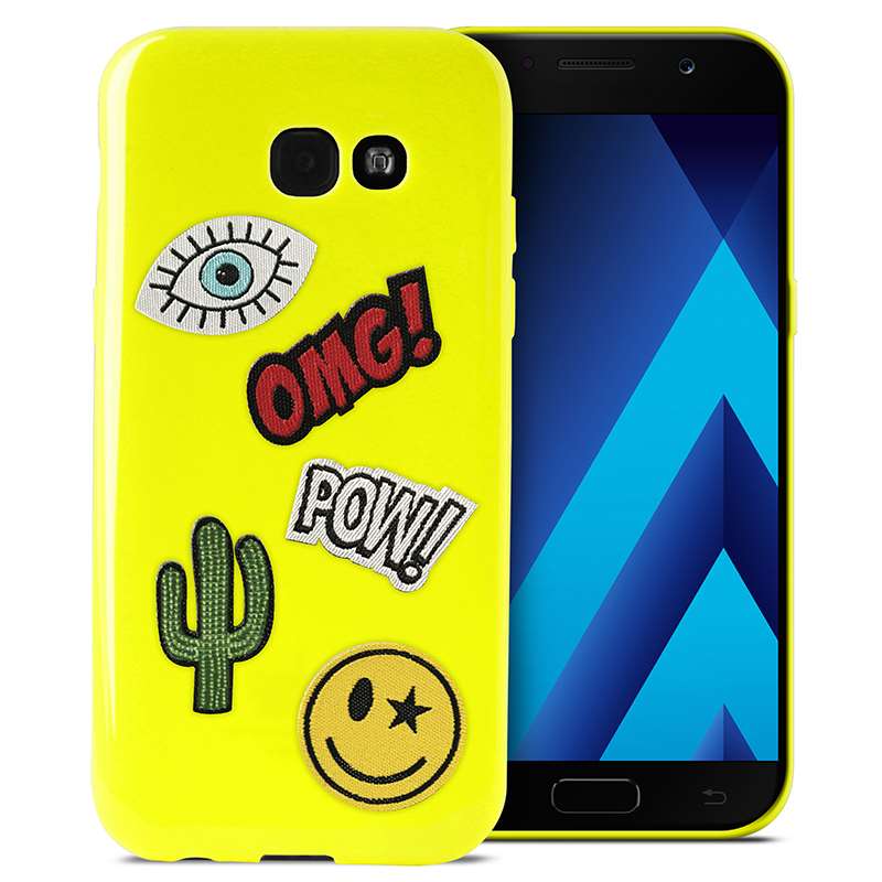 PURO Patch Mania - Case for Samsung Galaxy A3 (2017) including 5 stickers (yellow) (2)