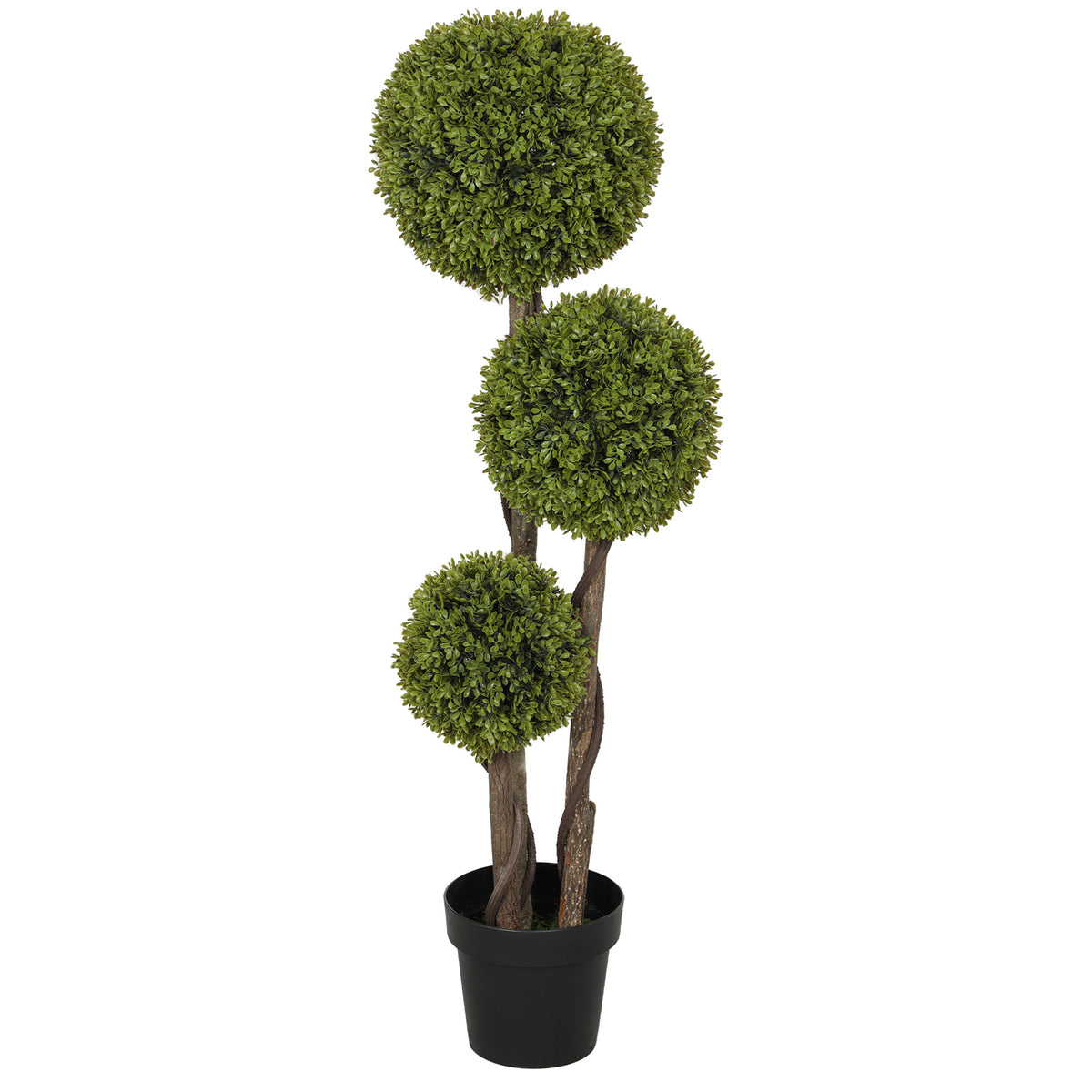 Artificial boxwood, artificial plant, realistic look, outdoor, green + black