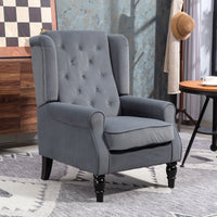 Wingback chair, reclining chair, armchair, vintage design, button tufting, turned legs, 74 cm x 86 cm x 102 cm (10)