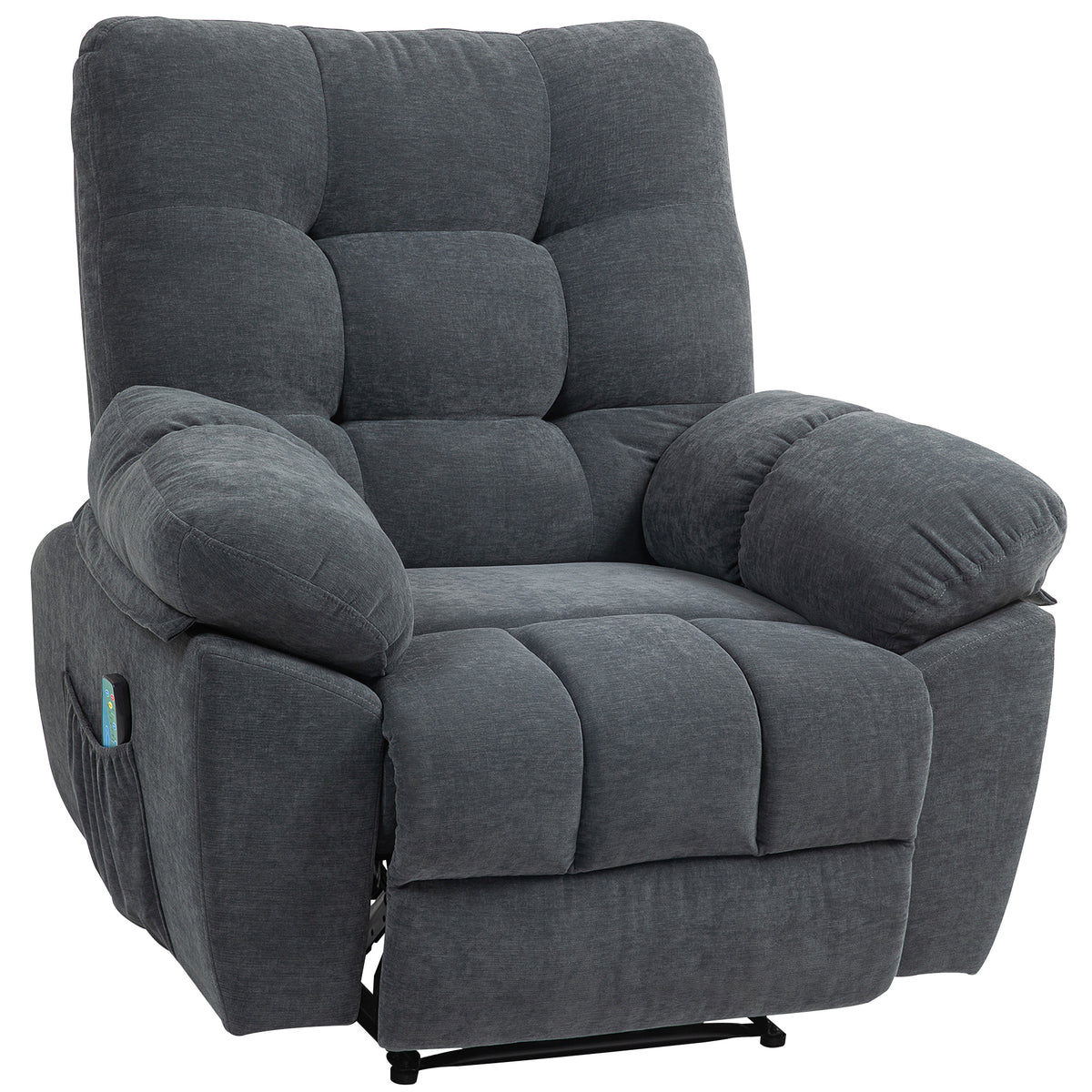 Recliner chair, massage armchair with 8 vibration points, adjustable footrest, side pocket, reclining chair