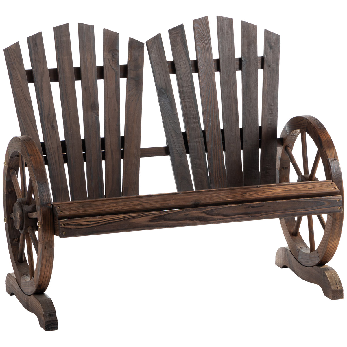 2-Seater Solid Wood Garden Bench, Bench with Armrest, Garden Furniture 250kg Load Capacity, Rustic Bench for