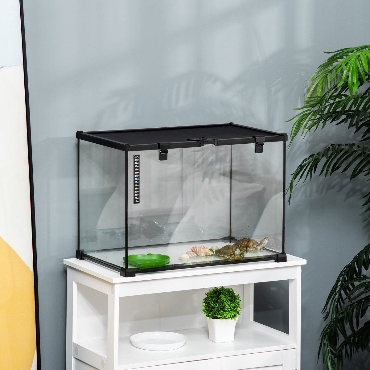 Reptile Terrarium Feeding Box Glass Terrarium for Amphibians and Arachnids with Thermometer Reptile Breeding Box (9)