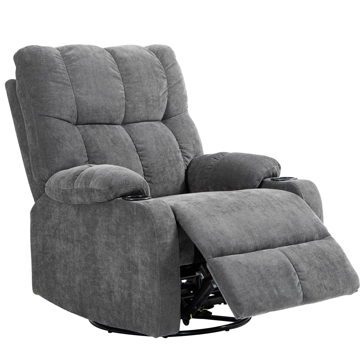 Recliner chair with footrest, lounge chair, swivel, up to 150 kg, steel frame, 88x96x108cm, dark gray