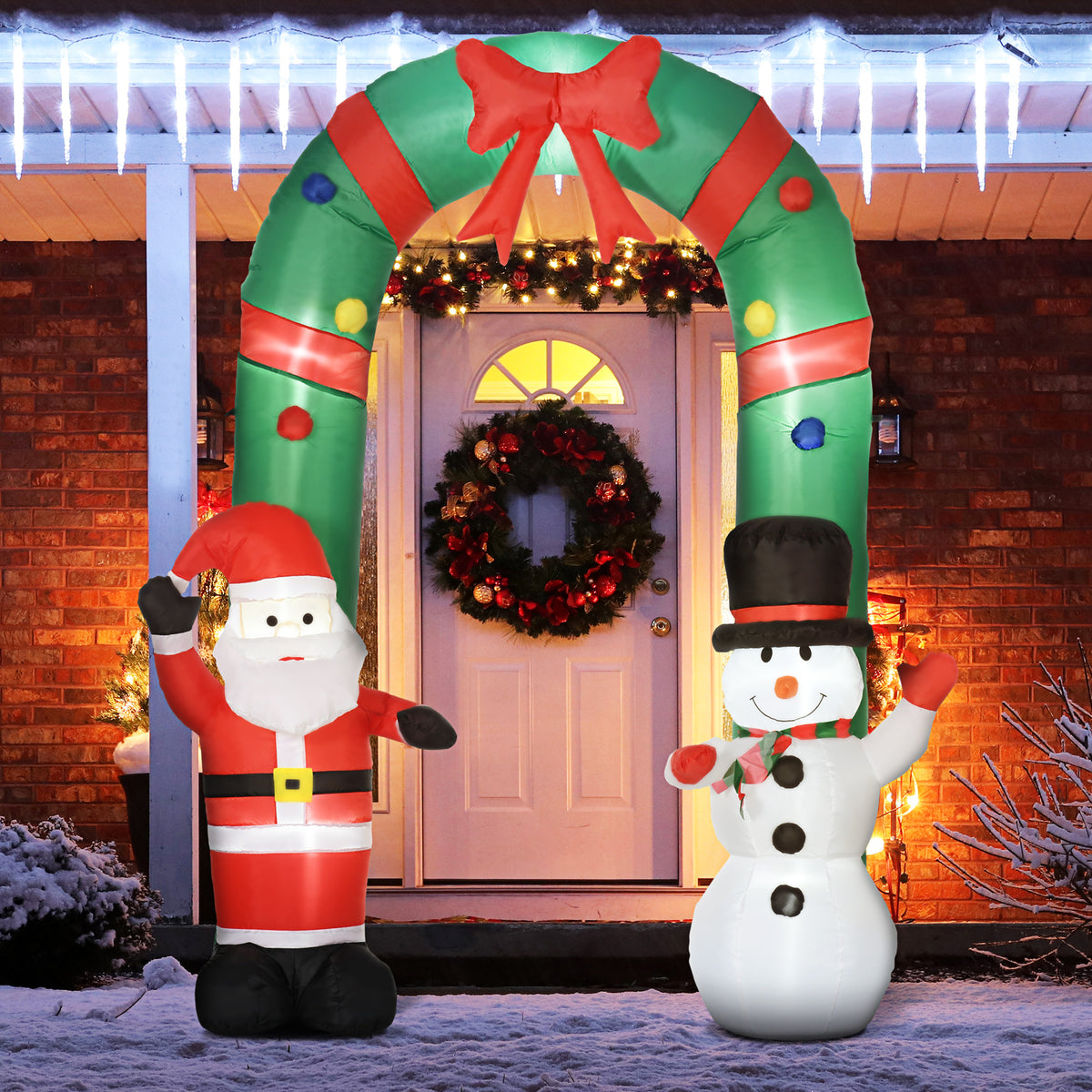 Inflatable archway with Santa Claus and snowman, LED lighting, integrated blower, 198 x 80 x 245 cm (2)